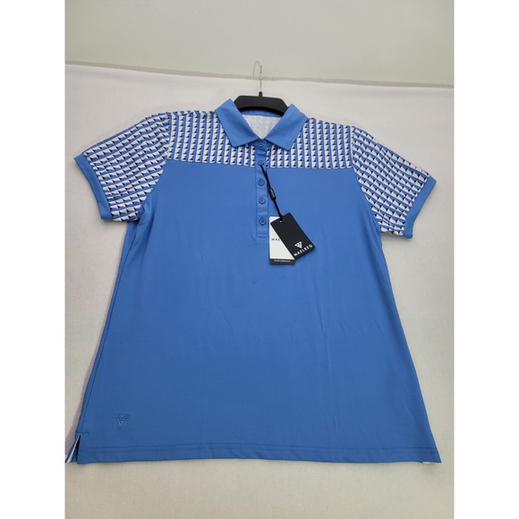 Maelreg Other - Maelreg Performance Mens Golf Polo Shirt Blue Geometric Pattern Large‎ NWT